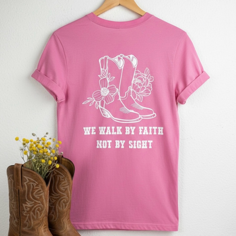 Pink western styled shirt with bible verses